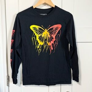 Vitriol from Zumiez Black Long Sleeve Shirt with Butterfly Design size small